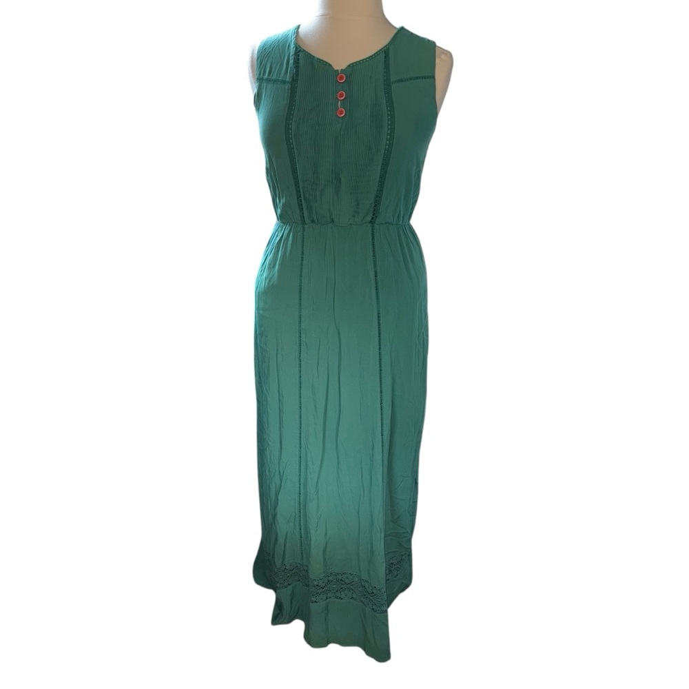 Matilda Jane Teal Maxi Dress with Red Accents